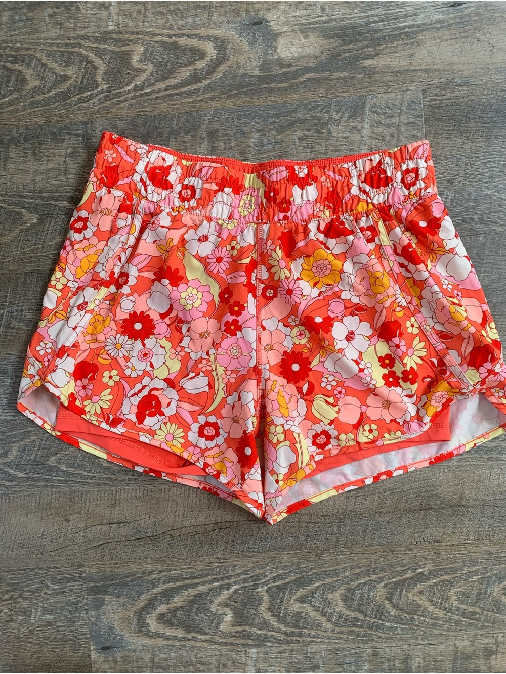 Floral Boho Coral  Print Women’s Running GymElastic -Waist with Bike Shorts